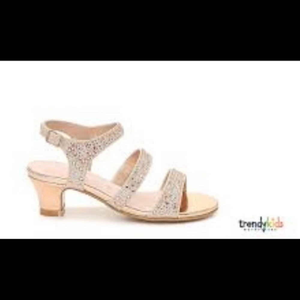 Rhea as seen on Trendy kids sz 12 rhinestone block heels champagne gold